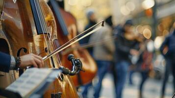 Defocused musicians come together in a harmonious blur photo