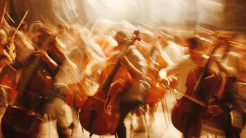 Blurred musicians create a symphony of movement and sound photo