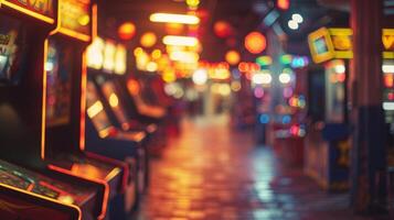 The hazy glow of the arcade machines adds to the intoxicating energy of the room photo