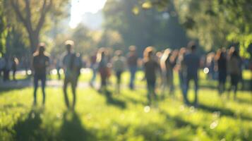 Defocused gathering of cameraclad individuals in a par photo