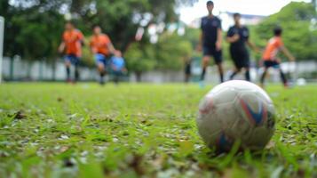 A blurry glimpse of determination and teamwork as the team practices their passing skills photo