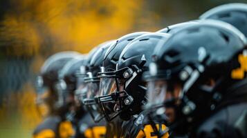 A vague view of players huddled together strategizing for an upcoming game during practice photo