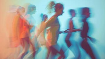 Soft focus on a group of talented individuals moving with fluidity photo