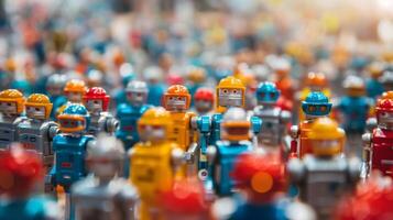 The crowds cheers are merely a distant background noise as the robots take center stage in the defocused competition photo