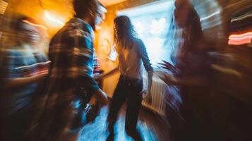 A fuzzy snapshot of friends bonding and problemsolving as they attempt to beat the escape room challenge photo