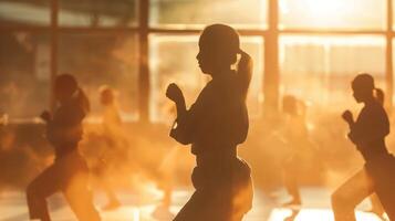 Misty figures swaying side to side to the instructors motivational commands photo