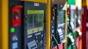 A closeup of a solar powered vending machines control panel showing energy levels and cost savings photo