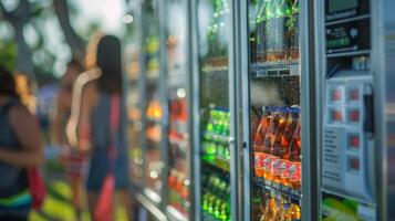 A creative and environmentallyfriendly way to quench thirst a solar powered vending machine at a music festival photo