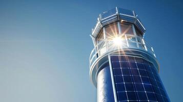 The solarpowered lighthouse serves as a symbol of sustainability using the power of the sun to keep ships safe and the environment clean photo