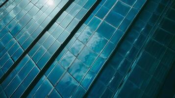 Solar panels covering the entire surface of a cooling tower creating a visually striking display photo