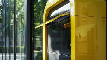 The sleek design of the solarpowered ATM blends seamlessly into its urban surroundings photo