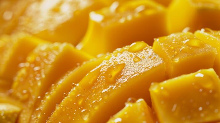 A closeup shot of a juicy mango sliced and ready to be devoured highlighting the sweet and tropical flavors of this popular fruit