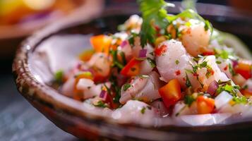 With a burst of citrusy aromas one chef presents a zesty ceviche dish using only the freshest tropical catch photo