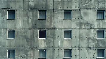 The facade of the building covered in a thick layer of protective concrete photo