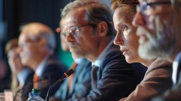 A group of international experts attending a conference on carbon capture and storage discussing its global potential photo