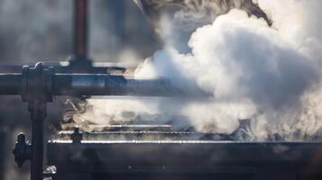 Thick layers of steam billowing out of a heat recovery steam generator evidence of its hard work in converting heat photo
