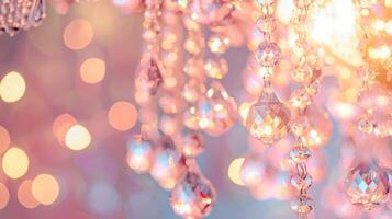Defocused Enchanted Elegance Soft and hazy the background of the Crystal Carnival is adorned with grand crystal decor adding a touch of enchantment to the gl setting. photo