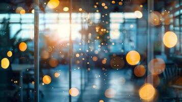 A dreamy bokeh effect sets the stage for an office filled with diverse textures each one playing off the others in a mesmerizing display of light and shadow. photo