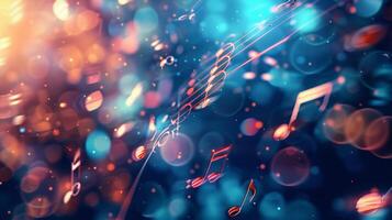As the music notes dance across the blurred background their melodies seem to come to life enveloping the audience in a cascade of sound and movement. photo
