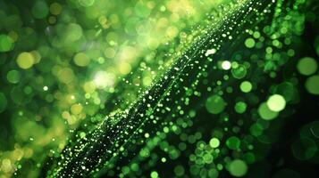 Mesmerizing lines of defocused green bokeh create an otherworldly texture drawing the eye into a digital landscape reminiscent of the Matrix. photo