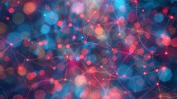 Soft outoffocus colored lights blend together in a haze reflecting the intricate network of experimentation and collaboration taking place in the physics lab. photo