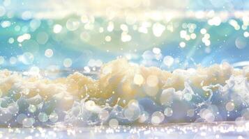 Blurred background of muted colors and soft gradients highlighting the glistening ocean and its enchanting cascades of light. photo
