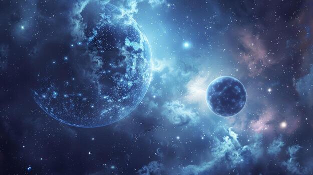 desenfocado abadejo estrellas y tenue nubes componer un soñador etéreo antecedentes para el suavemente brillante esferas de tu y Neptuno en esta imagen de el exterior reinos de el solar sistema. foto