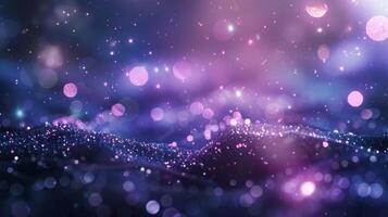 Lost in an endless expanse of defocused stars and galaxies shimmering against a backdrop of deep indigo and violet tones the enigmatic beauty of nebulas unfolds before your eyes. photo