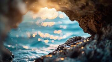 Defocused Like a dreamy mirage the underwater cave comes into view. The background shimmers with a of treasures each one out of focus but hinting at their exquisite beauty. One can photo