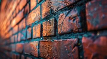 Softly blurred brick wall with abstract stenciled patterns adding an edgy feel to the Stencil Art Chic aesthetic. photo