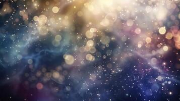 The hazy blended layers of this defocused backdrop resemble a celestial kaleidoscope with celestial spheres and shining bands of light dancing amidst the blurred edges of a vast and photo