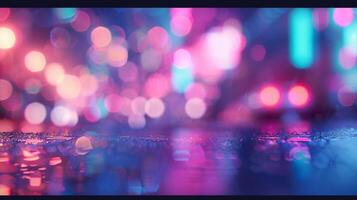 Soft edges and blurred edges blend together as a sea of neon lights creates a hypnotic backdrop for your imagination to wander through. photo