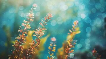 A dreamy blur of Sea Plant Life takes center stage in this defocused background offering a glimpse into the delicate and diverse ecosystem below the oceans surface. photo