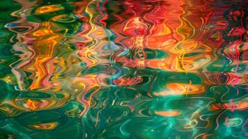 Hazy Reflections A distorted tableau of colorful streaks and patterns resembling the chaotic reflections of a fireworks display on a rippling pool evoking a sense of wonder and mystique. photo