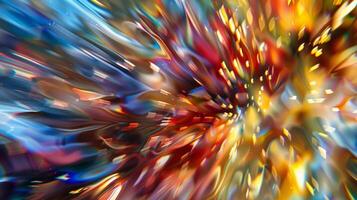 Blurry Bliss A whirlwind of blurred shapes and hues mimicking the movement of tered fireworks on a mirrored surface capturing the eye with its ethereal beauty. photo