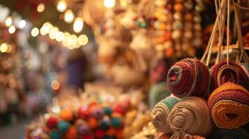 Amidst a sea of colors and textures the defocused background of the craft market adds a serene and almost ethereal atmosphere. Local makers proudly display their handmade goods each photo