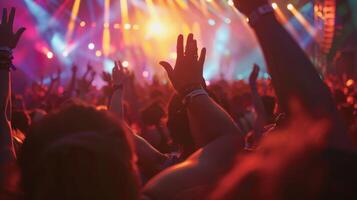Sweeping glimpses of swaying bodies and outstretched arms create a mesmerizing background for the immersive experience of Coachella Cool. Against the blurred background the tents laser photo