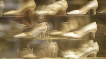 Defocused Elegance An ethereal blur of elegant shoes arranged with precision and perfection whispers of sophistication and extravagance. photo