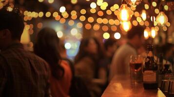 Defocused Mellow Lights The warm and inviting glow of the mellow lights creates a cozy atmosphere in this indie cinema. With a soft defocused effect they add a touch of whimsy to the photo