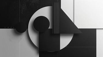 A sleek and modern design for a new album cover featuring geometric shapes and bold typography in a monochromatic color scheme photo