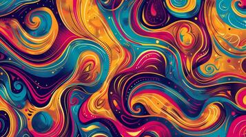 A dreamy and psychedelic poster for a jazz night featuring swirling patterns and vibrant colors that reflect the freespirited and improvisational nature of jazz music photo