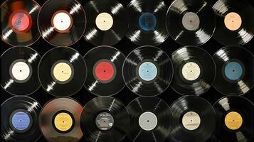 A sound engineers collection of vinyl records with a caption reading Quality over quantity emphasizing the importance of carefully selected records for optimal sound photo