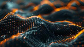 A masterful blend of geometric shapes and fluid lines recreating the ebbs and flows of a songs audio waves photo