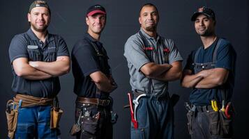 A promotional image of the repair experts posing with their tools and equipment exuding confidence and expertise in their craft photo