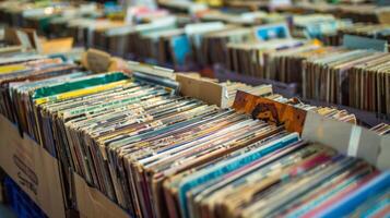 Amidst the rows of records there are also food and drink vendors offering snacks and refreshments for attendees to enjoy while browsing photo