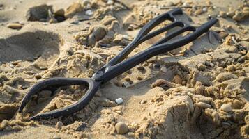 A set of durable tongs for retrieving hardtoreach items from the sand photo