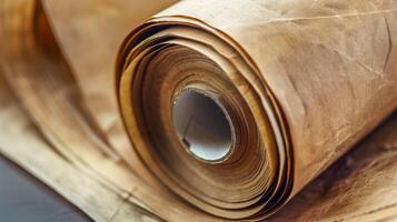 A roll of kraft paper used to wrap and protect items during the shipping process and easily recycled afterwards photo