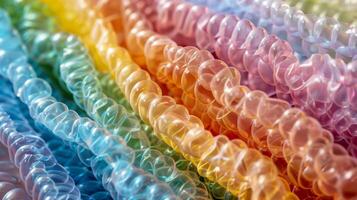 A colorful array of compostable bubble wrap providing cushioning for fragile items while being kind to the environment photo