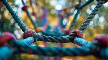 Fuzzy ropes and ladders weave through the park creating an exciting obstacle course photo
