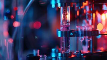 Soft focus on the intricate details of a futuristic science experiment photo